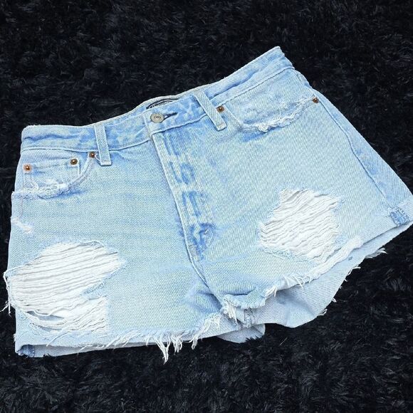 Abercrombie & Fitch Light Blue Jean Shorts - Picture 4 of 7